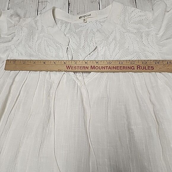 Rip Curl Boho Women's Top XS Cotton Lace Fairycore Flowy Tassels Bell Sleeves - Picture 6 of 11